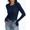image:imageANRABESS Womens Long Sleeve Shirts Ribbed Henley Top  Slim Fitted Tee Soft Comfy Business Casual 0ffice Work Outfits Going Out Daily Wear Fall Spring Transition ClothingNavy Blue