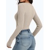 image:imageANRABESS Womens Long Sleeve Shirts Ribbed Henley Top  Slim Fitted Tee Soft Comfy Business Casual 0ffice Work Outfits Going Out Daily Wear Fall Spring Transition ClothingParchment