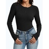 image:imageANRABESS Womens Long Sleeve Shirts Ribbed Henley Top  Slim Fitted Tee Soft Comfy Business Casual 0ffice Work Outfits Going Out Daily Wear Fall Spring Transition ClothingBlack