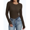 image:imageANRABESS Womens Long Sleeve Shirts Ribbed Henley Top  Slim Fitted Tee Soft Comfy Business Casual 0ffice Work Outfits Going Out Daily Wear Fall Spring Transition ClothingCoffee