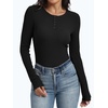 image:imageANRABESS Womens Long Sleeve Shirts Ribbed Henley Top  Slim Fitted Tee Soft Comfy Business Casual 0ffice Work Outfits Going Out Daily Wear Fall Spring Transition ClothingBlack