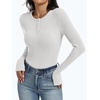 image:imageANRABESS Womens Long Sleeve Shirts Ribbed Henley Top  Slim Fitted Tee Soft Comfy Business Casual 0ffice Work Outfits Going Out Daily Wear Fall Spring Transition ClothingWhite
