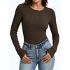 image:imageANRABESS Womens Long Sleeve Shirts Ribbed Henley Top  Slim Fitted Tee Soft Comfy Business Casual 0ffice Work Outfits Going Out Daily Wear Fall Spring Transition ClothingCoffee