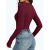 image:imageANRABESS Womens Long Sleeve Shirts Ribbed Henley Top  Slim Fitted Tee Soft Comfy Business Casual 0ffice Work Outfits Going Out Daily Wear Fall Spring Transition ClothingBurgundy