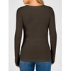 image:imageANRABESS Womens Long Sleeve Shirts Slim Fitted Tops  Stretchy Ribbed Knit Top Crewneck Button Cuffs Office Work Casual Outfits Minimal Elegant Fall Winter Layering ClothesCoffee