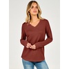 image:imageANRABESS Womens Long Sleeve V Neck Waffle Knit Shirts  Dressy Casual Tunic Tops Soft Comfortable Loose Fit Basic Tees Travel Work Daily Wear Fall Spring Winter BlouseRed