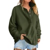 image:imageANRABESS Womens Long Sleeve Henley Oversized Sweatshirts  Soft Fleece Button Stand Collar Pullover Tops Loose Drop Shoulder Fit School Daily Casual Outfits Fall Winter ClothesArmy Green