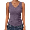 image:imageANRABESS Womens Ribbed Fitted V Neck Tank Tops  Sleeveless ShirtsComfy Soft LightweightBasic Casual Going Out OutfitsTravel Vacation AllDay WearSpring Summer ClothesPurple
