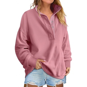 image:imageANRABESS Womens Long Sleeve Henley Oversized Sweatshirts  Soft Fleece Button Stand Collar Pullover Tops Loose Drop Shoulder Fit School Daily Casual Outfits Fall Winter ClothesPink