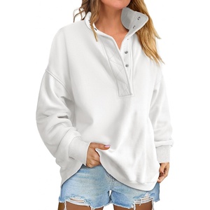 image:imageANRABESS Womens Long Sleeve Henley Oversized Sweatshirts  Soft Fleece Button Stand Collar Pullover Tops Loose Drop Shoulder Fit School Daily Casual Outfits Fall Winter ClothesWhite