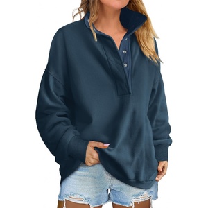 image:imageANRABESS Womens Long Sleeve Henley Oversized Sweatshirts  Soft Fleece Button Stand Collar Pullover Tops Loose Drop Shoulder Fit School Daily Casual Outfits Fall Winter ClothesNavy Blue
