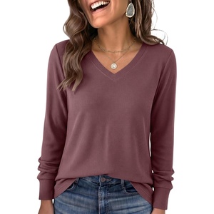 image:imageANRABESS Womens Long Sleeve V Neck Waffle Knit Shirts  Dressy Casual Tunic Tops Soft Comfortable Loose Fit Basic Tees Travel Work Daily Wear Fall Spring Winter BlouseMauve