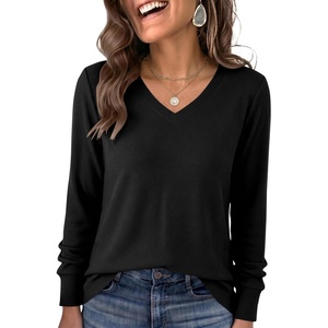 image:imageANRABESS Womens Long Sleeve V Neck Waffle Knit Shirts  Dressy Casual Tunic Tops Soft Comfortable Loose Fit Basic Tees Travel Work Daily Wear Fall Spring Winter BlouseBlack