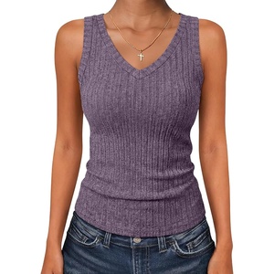 image:imageANRABESS Womens Ribbed Fitted V Neck Tank Tops  Sleeveless ShirtsComfy Soft LightweightBasic Casual Going Out OutfitsTravel Vacation AllDay WearSpring Summer ClothesPurple