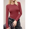 image:imageANRABESS Ribbed Slim Fit Long Sleeve Shirts for Women  Soft Stretchy Basic Crewneck Tops Business Casual amp Work amp Travel Everyday Wear Fall Winter Trendy Layering TeesRed