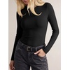 image:imageANRABESS Ribbed Slim Fit Long Sleeve Shirts for Women  Soft Stretchy Basic Crewneck Tops Business Casual amp Work amp Travel Everyday Wear Fall Winter Trendy Layering TeesBlack