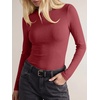 image:imageANRABESS Ribbed Slim Fit Long Sleeve Shirts for Women  Soft Stretchy Basic Crewneck Tops Business Casual amp Work amp Travel Everyday Wear Fall Winter Trendy Layering TeesRed
