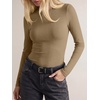 image:imageANRABESS Ribbed Slim Fit Long Sleeve Shirts for Women  Soft Stretchy Basic Crewneck Tops Business Casual amp Work amp Travel Everyday Wear Fall Winter Trendy Layering TeesKhaki