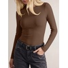 image:imageANRABESS Ribbed Slim Fit Long Sleeve Shirts for Women  Soft Stretchy Basic Crewneck Tops Business Casual amp Work amp Travel Everyday Wear Fall Winter Trendy Layering TeesBrown