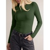 image:imageANRABESS Ribbed Slim Fit Long Sleeve Shirts for Women  Soft Stretchy Basic Crewneck Tops Business Casual amp Work amp Travel Everyday Wear Fall Winter Trendy Layering TeesGreen