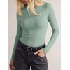 image:imageANRABESS Ribbed Slim Fit Long Sleeve Shirts for Women  Soft Stretchy Basic Crewneck Tops Business Casual amp Work amp Travel Everyday Wear Fall Winter Trendy Layering TeesGray Green