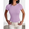 image:imageANRABESS Womens Short Sleeve Crew Neck Bodysuit  Basic Slim Fit Body Suits Soft Stretchy UPF 50 Fabric Summer Single Wear amp Spring Autumn Layering Casual Daily amp VacationLight Purple