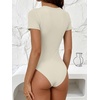 image:imageANRABESS Womens Short Sleeve Crew Neck Bodysuit  Basic Slim Fit Body Suits Soft Stretchy UPF 50 Fabric Summer Single Wear amp Spring Autumn Layering Casual Daily amp VacationBeige