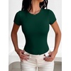 image:imageANRABESS Womens Short Sleeve Crew Neck Bodysuit  Basic Slim Fit Body Suits Soft Stretchy UPF 50 Fabric Summer Single Wear amp Spring Autumn Layering Casual Daily amp VacationForest