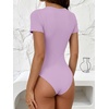 image:imageANRABESS Womens Short Sleeve Crew Neck Bodysuit  Basic Slim Fit Body Suits Soft Stretchy UPF 50 Fabric Summer Single Wear amp Spring Autumn Layering Casual Daily amp VacationLight Purple