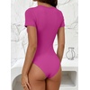 image:imageANRABESS Womens Short Sleeve Crew Neck Bodysuit  Basic Slim Fit Body Suits Soft Stretchy UPF 50 Fabric Summer Single Wear amp Spring Autumn Layering Casual Daily amp VacationHot Pink