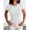 image:imageANRABESS Womens Short Sleeve Crew Neck Bodysuit  Basic Slim Fit Body Suits Soft Stretchy UPF 50 Fabric Summer Single Wear amp Spring Autumn Layering Casual Daily amp VacationWhite