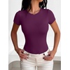 image:imageANRABESS Womens Short Sleeve Crew Neck Bodysuit  Basic Slim Fit Body Suits Soft Stretchy UPF 50 Fabric Summer Single Wear amp Spring Autumn Layering Casual Daily amp VacationDark Magenta