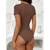 image:imageANRABESS Womens Short Sleeve Crew Neck Bodysuit  Basic Slim Fit Body Suits Soft Stretchy UPF 50 Fabric Summer Single Wear amp Spring Autumn Layering Casual Daily amp VacationBrown