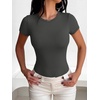 image:imageANRABESS Womens Short Sleeve Crew Neck Bodysuit  Basic Slim Fit Body Suits Soft Stretchy UPF 50 Fabric Summer Single Wear amp Spring Autumn Layering Casual Daily amp VacationDeep Grey