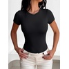 image:imageANRABESS Womens Short Sleeve Crew Neck Bodysuit  Basic Slim Fit Body Suits Soft Stretchy UPF 50 Fabric Summer Single Wear amp Spring Autumn Layering Casual Daily amp VacationBlack