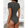 image:imageANRABESS Womens Short Sleeve Crew Neck Bodysuit  Basic Slim Fit Body Suits Soft Stretchy UPF 50 Fabric Summer Single Wear amp Spring Autumn Layering Casual Daily amp VacationDeep Grey