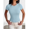 image:imageANRABESS Womens Short Sleeve Crew Neck Bodysuit  Basic Slim Fit Body Suits Soft Stretchy UPF 50 Fabric Summer Single Wear amp Spring Autumn Layering Casual Daily amp VacationLight Blue
