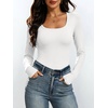 image:imageANRABESS Womens Square Neck Long Sleeve Shirts Double Lined Fall Tops  Soft Comfy Stretchy Fitted Basic Tee Shirts Going Out Work amp Casual BodyHugging Fit Fashion Layering BaseOffwhite