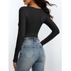 image:imageANRABESS Womens Square Neck Long Sleeve Shirts Double Lined Fall Tops  Soft Comfy Stretchy Fitted Basic Tee Shirts Going Out Work amp Casual BodyHugging Fit Fashion Layering BaseBlack