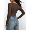 image:imageANRABESS Womens Square Neck Long Sleeve Shirts Double Lined Fall Tops  Soft Comfy Stretchy Fitted Basic Tee Shirts Going Out Work amp Casual BodyHugging Fit Fashion Layering BaseCoffee