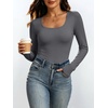 image:imageANRABESS Womens Square Neck Long Sleeve Shirts Double Lined Fall Tops  Soft Comfy Stretchy Fitted Basic Tee Shirts Going Out Work amp Casual BodyHugging Fit Fashion Layering BaseGrey