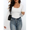 image:imageANRABESS Womens Square Neck Long Sleeve Shirts Double Lined Fall Tops  Soft Comfy Stretchy Fitted Basic Tee Shirts Going Out Work amp Casual BodyHugging Fit Fashion Layering BaseOffwhite