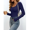 image:imageANRABESS Womens Square Neck Long Sleeve Shirts Double Lined Fall Tops  Soft Comfy Stretchy Fitted Basic Tee Shirts Going Out Work amp Casual BodyHugging Fit Fashion Layering BaseNavy Blue