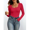 image:imageANRABESS Womens Square Neck Long Sleeve Shirts Double Lined Fall Tops  Soft Comfy Stretchy Fitted Basic Tee Shirts Going Out Work amp Casual BodyHugging Fit Fashion Layering BaseRed