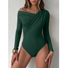 image:imageANRABESS Womens Off Shoulder Long Sleeve Bodysuits  Business Casual Body Suit Asymmetrical Neck Top Going Out Cute Work Date Night Shirts Soft Knit Stretchy Fall ClothesForest