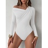 image:imageANRABESS Womens Off Shoulder Long Sleeve Bodysuits  Business Casual Body Suit Asymmetrical Neck Top Going Out Cute Work Date Night Shirts Soft Knit Stretchy Fall ClothesWhite