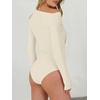 image:imageANRABESS Womens Off Shoulder Long Sleeve Bodysuits  Business Casual Body Suit Asymmetrical Neck Top Going Out Cute Work Date Night Shirts Soft Knit Stretchy Fall ClothesBeige