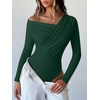 image:imageANRABESS Womens Off Shoulder Long Sleeve Bodysuits  Business Casual Body Suit Asymmetrical Neck Top Going Out Cute Work Date Night Shirts Soft Knit Stretchy Fall ClothesForest