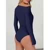 image:imageANRABESS Womens Off Shoulder Long Sleeve Bodysuits  Business Casual Body Suit Asymmetrical Neck Top Going Out Cute Work Date Night Shirts Soft Knit Stretchy Fall ClothesNavy Blue