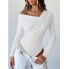 image:imageANRABESS Womens Off Shoulder Long Sleeve Bodysuits  Business Casual Body Suit Asymmetrical Neck Top Going Out Cute Work Date Night Shirts Soft Knit Stretchy Fall ClothesWhite